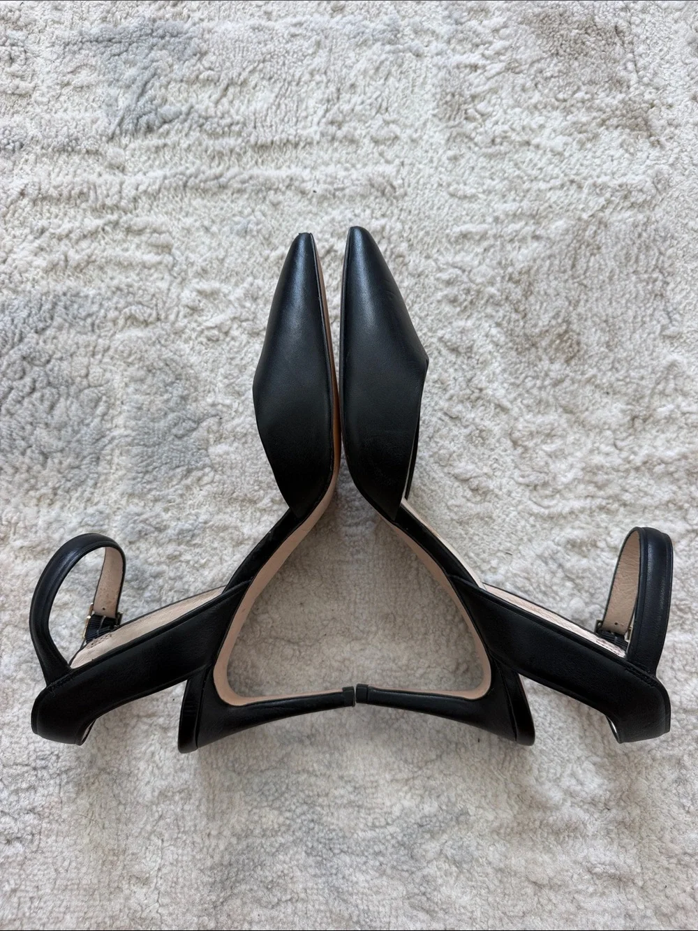 Louise et Cie Black Pointed-Toe Ankle-Strap Heels